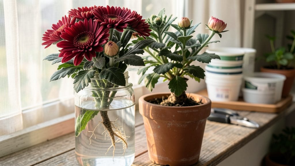 Propagating Chrysanthemum Plants: Layering Trick for Root Growth Without Stress